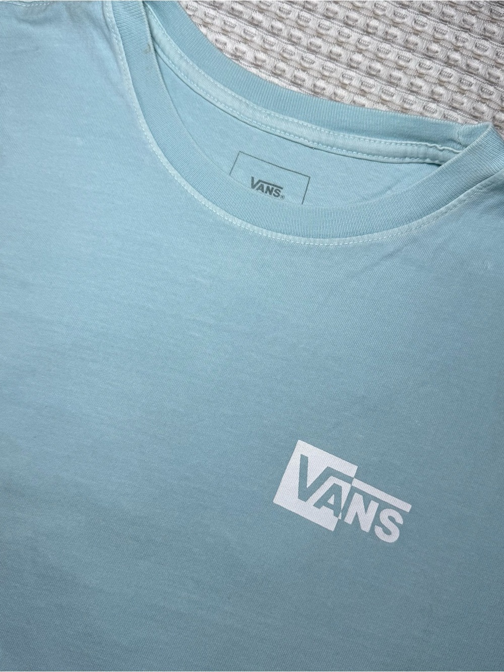 Vans Short Sleeve T-Shirt Mens Large Light Teal Logo Graphic Classic Fit Cotton